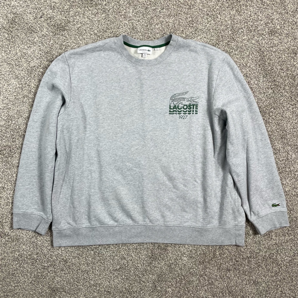 Lacoste Gray Sweatshirt with Green Logo